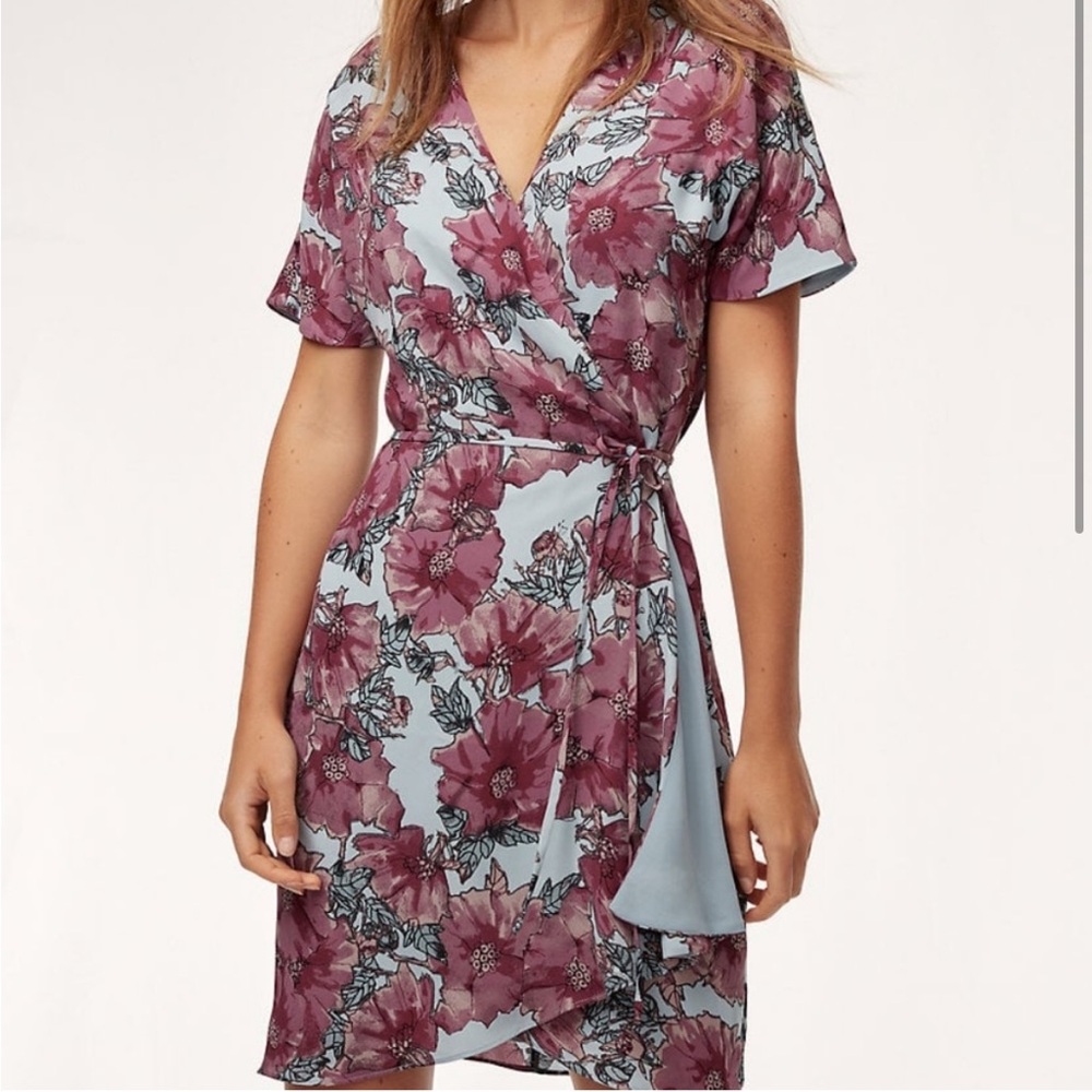 Aritzia, Babaton Wallace Dress, purple blue floral print, XXS